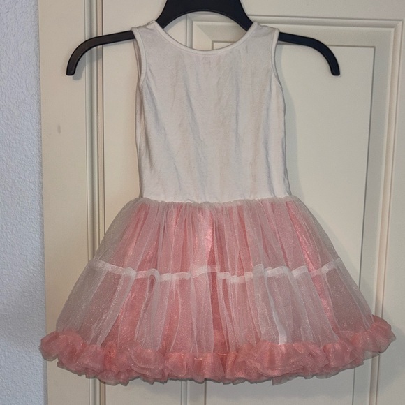 Popatu Pink and White embroidered floral tulle tutu Dress 4 - Picture 7 of 7